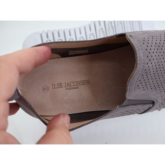 Ilse Jacobsen Tulip Platform Flat Sz 40 10 Slip On Gray perforated Shoes - Picture 9 of 11